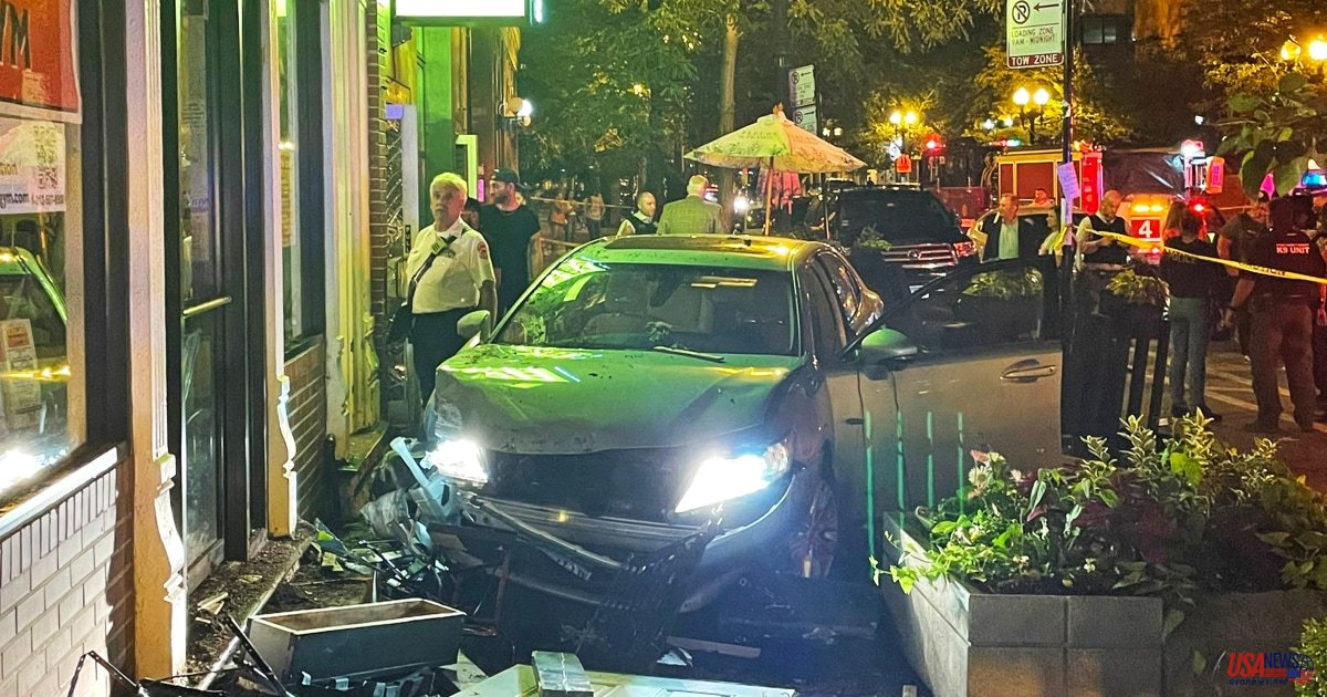 6 people are injured after a car hits diners and staff outside Chicago restaurant