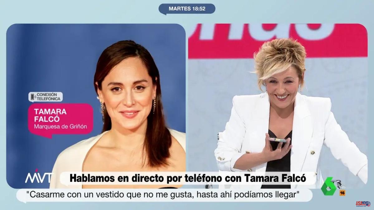 Cristina Pardo's joke to Tamara Falcó after running out of a wedding dress: "If you want, I'll leave you mine"