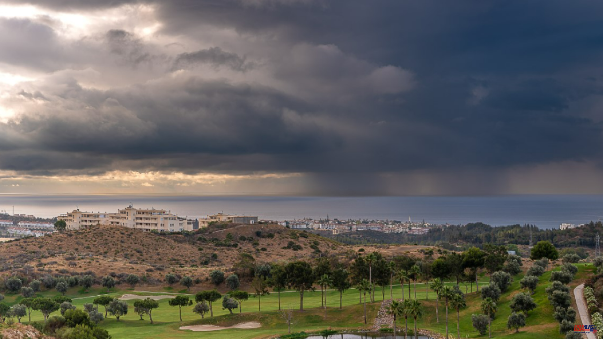 Large curtains of rain in the Alboran Sea