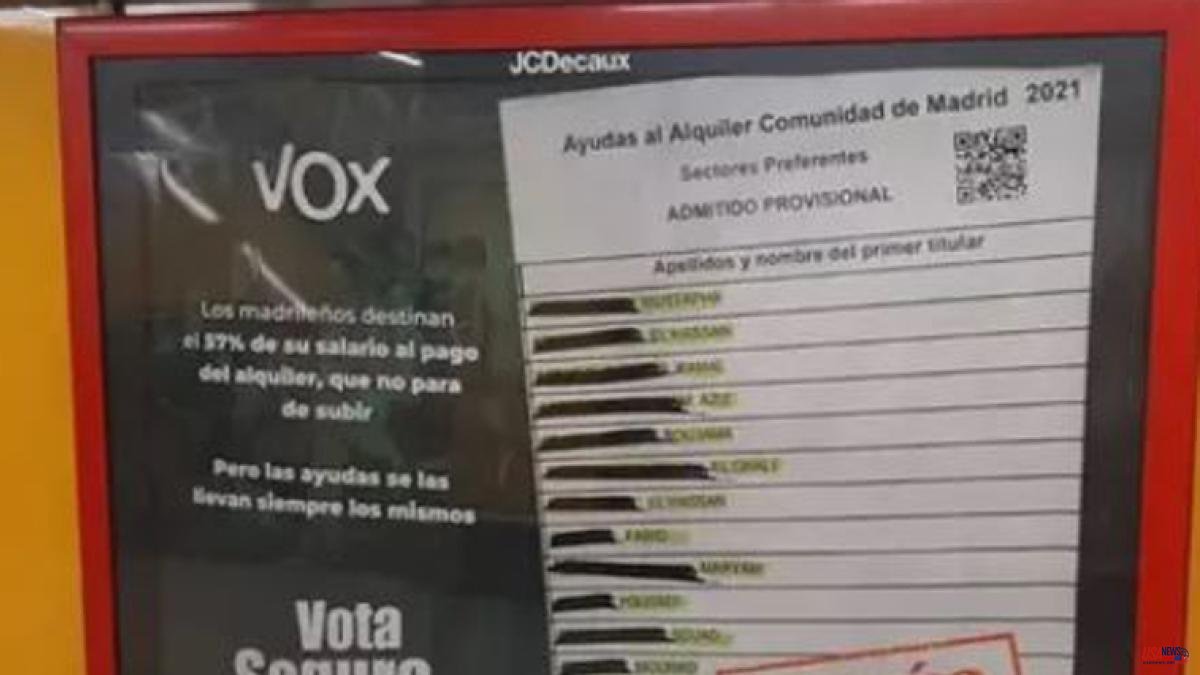 Vox charges against "preferential" rental aid for immigrants on posters in the subway at the southern stations in Madrid