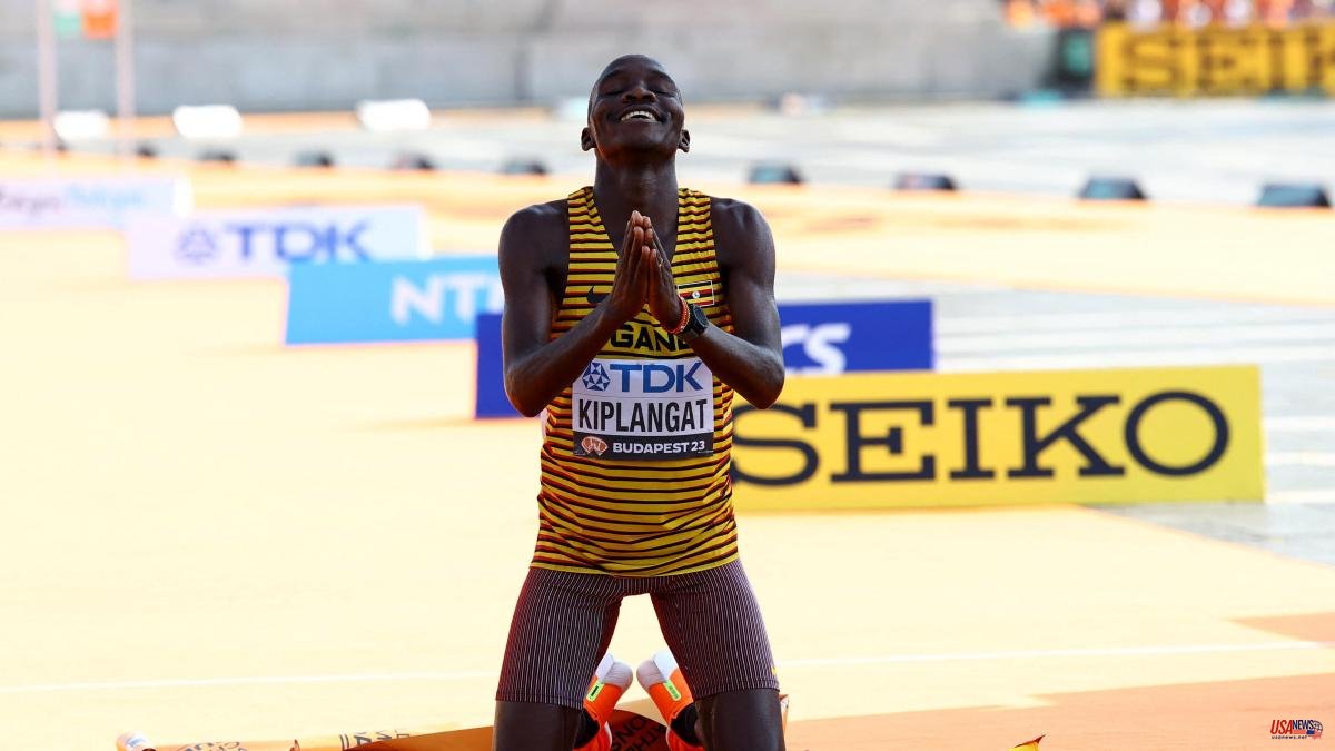 Between stumbles and slips, the marathon is won by the Ugandan Kiplangat