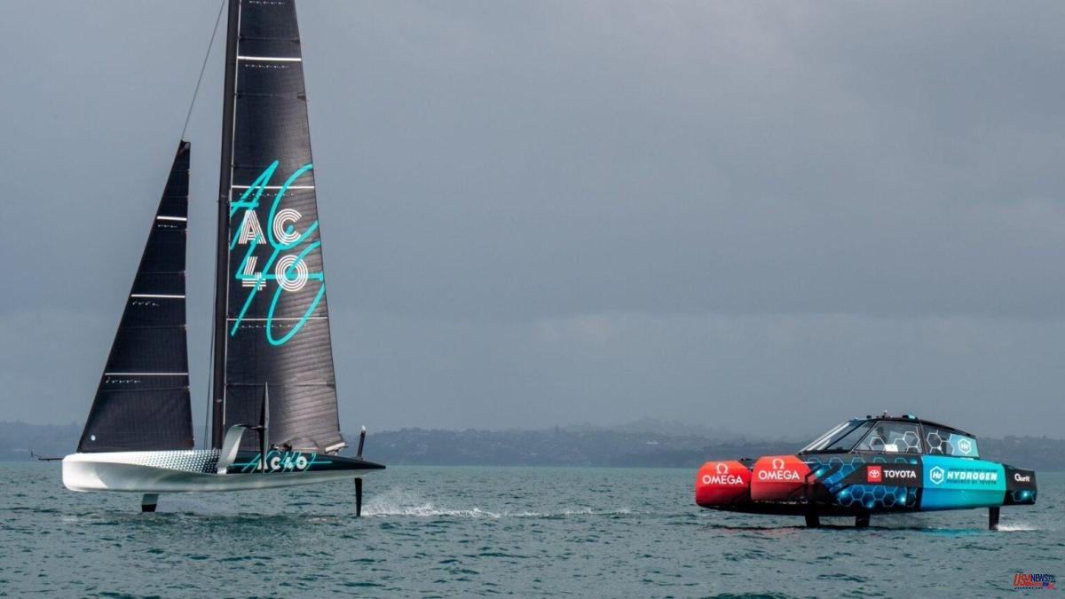 This is the 'Chase Zero', the hydrogen-powered boat for the America's Cup