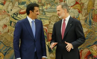 The King meets with the Emir of Qatar in Zarzuela