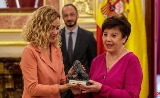 The journalist Carmen del Riego receives the Josefina Carabias award from Congress