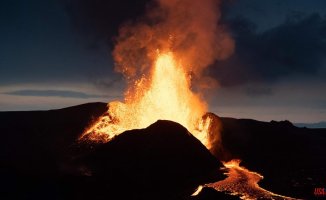 A volcano erupts forty kilometers from Reykjavik