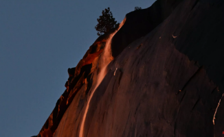 A spectacular "fire waterfall" surprises visitors to Yosemite Park