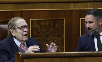 Tamames interrupts Sánchez to reproach him for coming "with a bill of 20 pages"