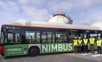 A bus powered by biomethane obtained from treated sludge is in operation