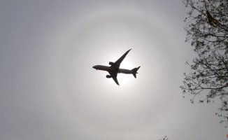 The plane surrounded by the solar halo