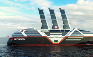 The electric cruise ship with sails packed with solar panels