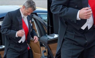 Prince Frederick of Denmark has a mishap with his fly upon arrival at a gala dinner