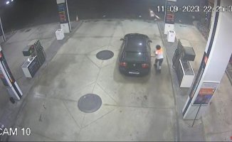 They run over a gas station worker who tried to stop them from leaving without paying
