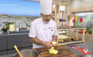 This Tuesday's recipe from Karlos Arguiñano on Antena 3: collard greens with bacon and rabbit with sweet potato