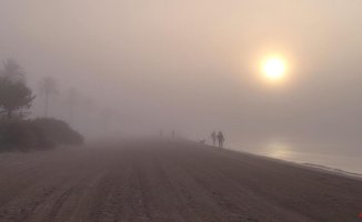 See the thick coastal fog of the Bay of Roses