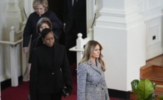 Melania Trump comes out of "seclusion" and joins the first ladies to say goodbye to Rosalynn Carter