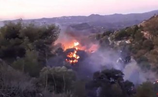 A forest fire forces the evacuation of an urbanization in Mijas