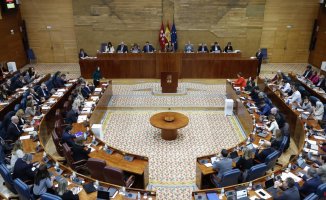More Madrid and PSOE interrupt the Plenary Session in the Assembly to celebrate Sánchez's investiture