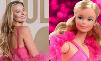 Margot Robbie reappears dressed as 'Barbie Superstar' and with sequins at the Golden Globes