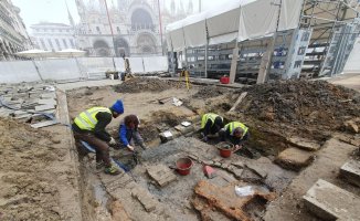 The remains of a medieval church discovered under St. Mark's Square in Venice