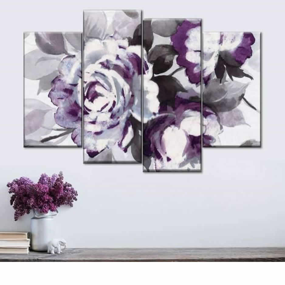 Scent of Roses Plum III Multi Panel Canvas Wall Art